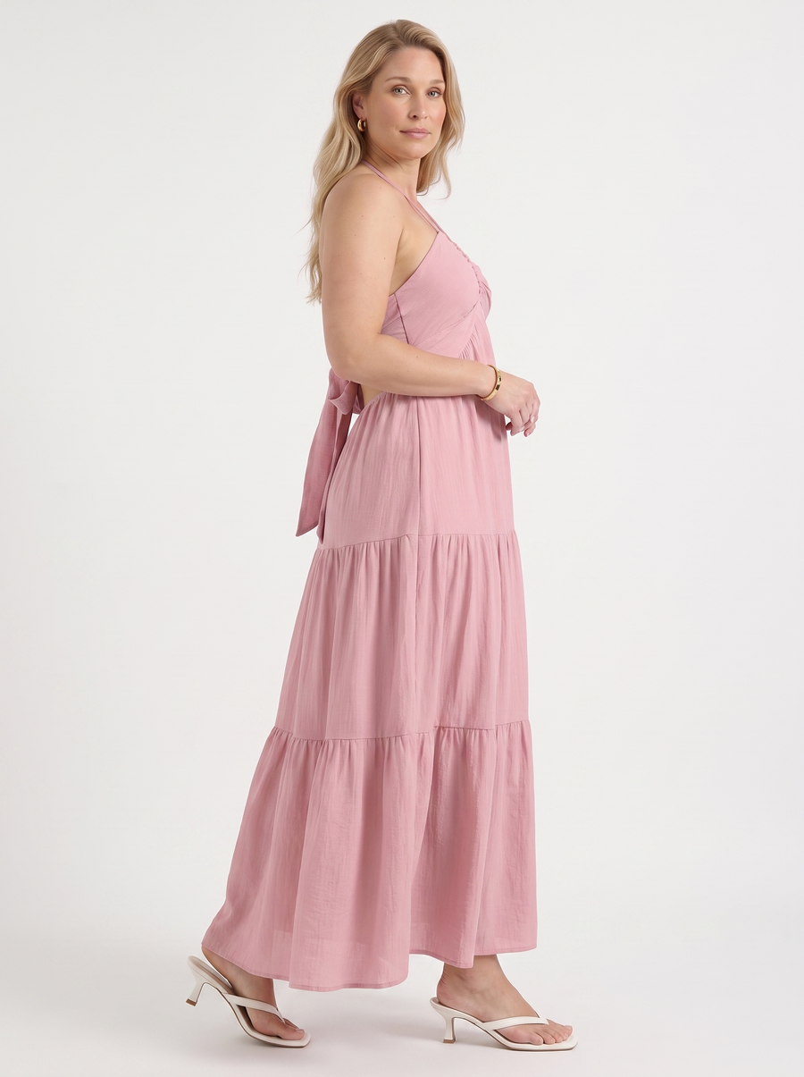 Sloane Volant-Maxikleid mit Neckholder