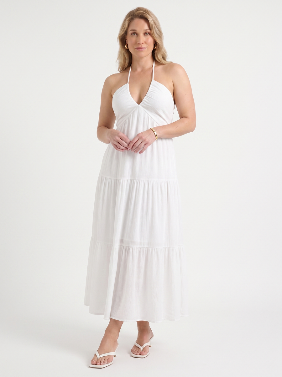 Sloane Volant-Maxikleid mit Neckholder