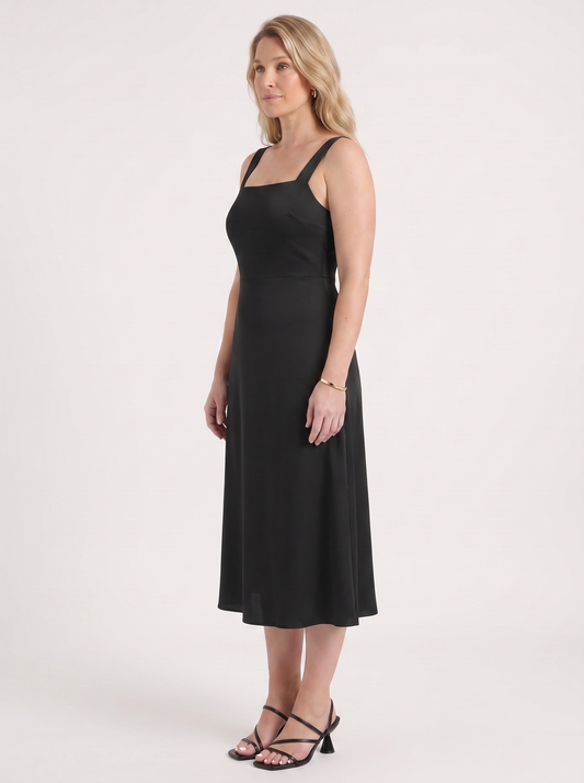 Chloe Midikleid mit Karree-Ausschnitt