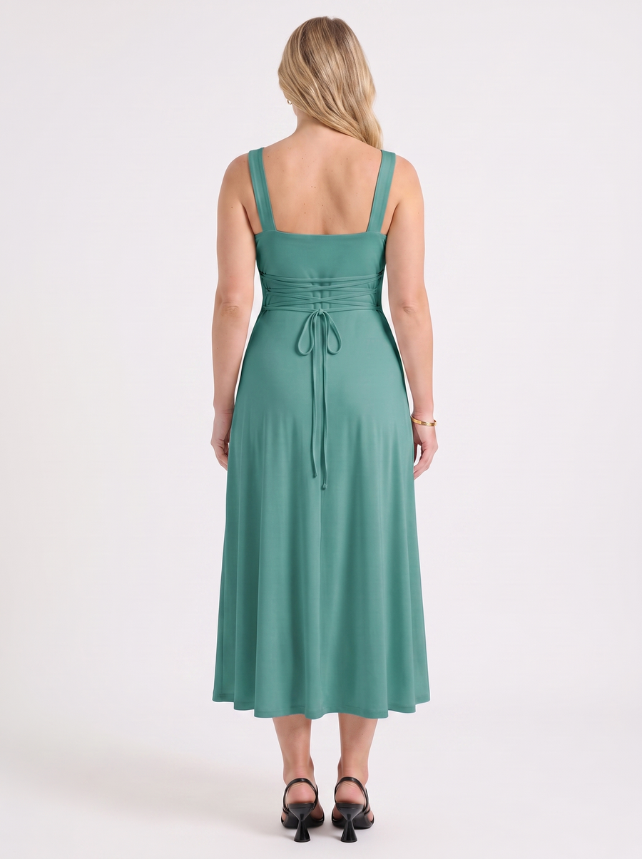 Chloe Midikleid mit Karree-Ausschnitt