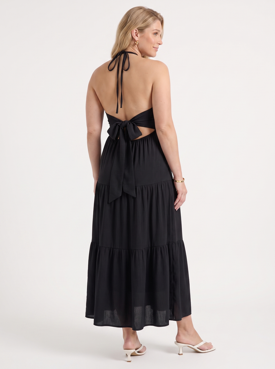 Sloane Volant-Maxikleid mit Neckholder