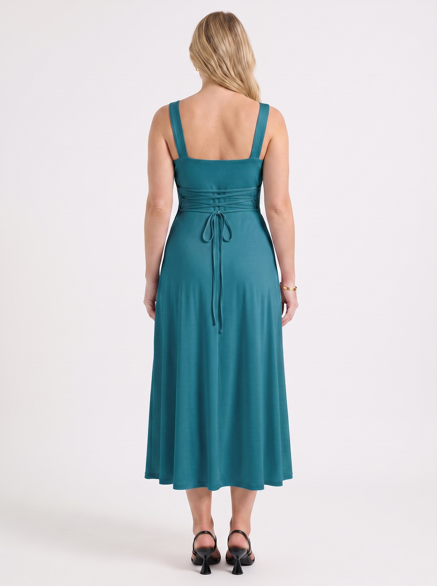 Chloe Midikleid mit Karree-Ausschnitt