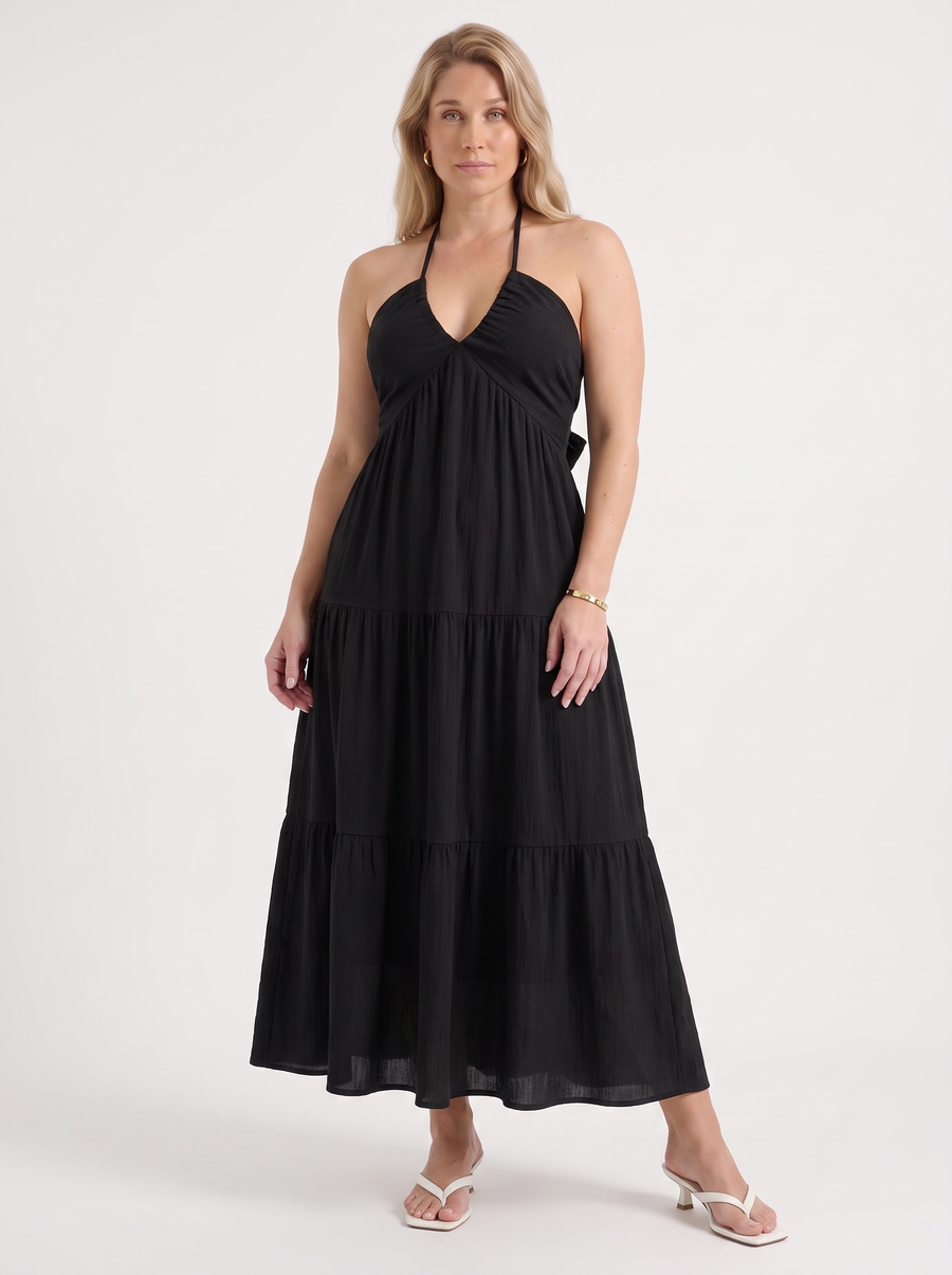Sloane Volant-Maxikleid mit Neckholder