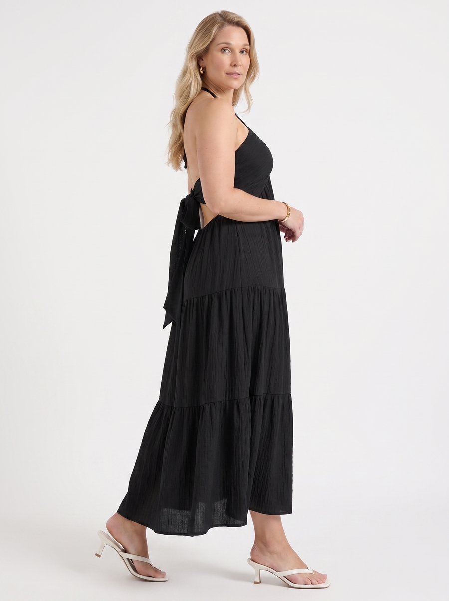Sloane Volant-Maxikleid mit Neckholder