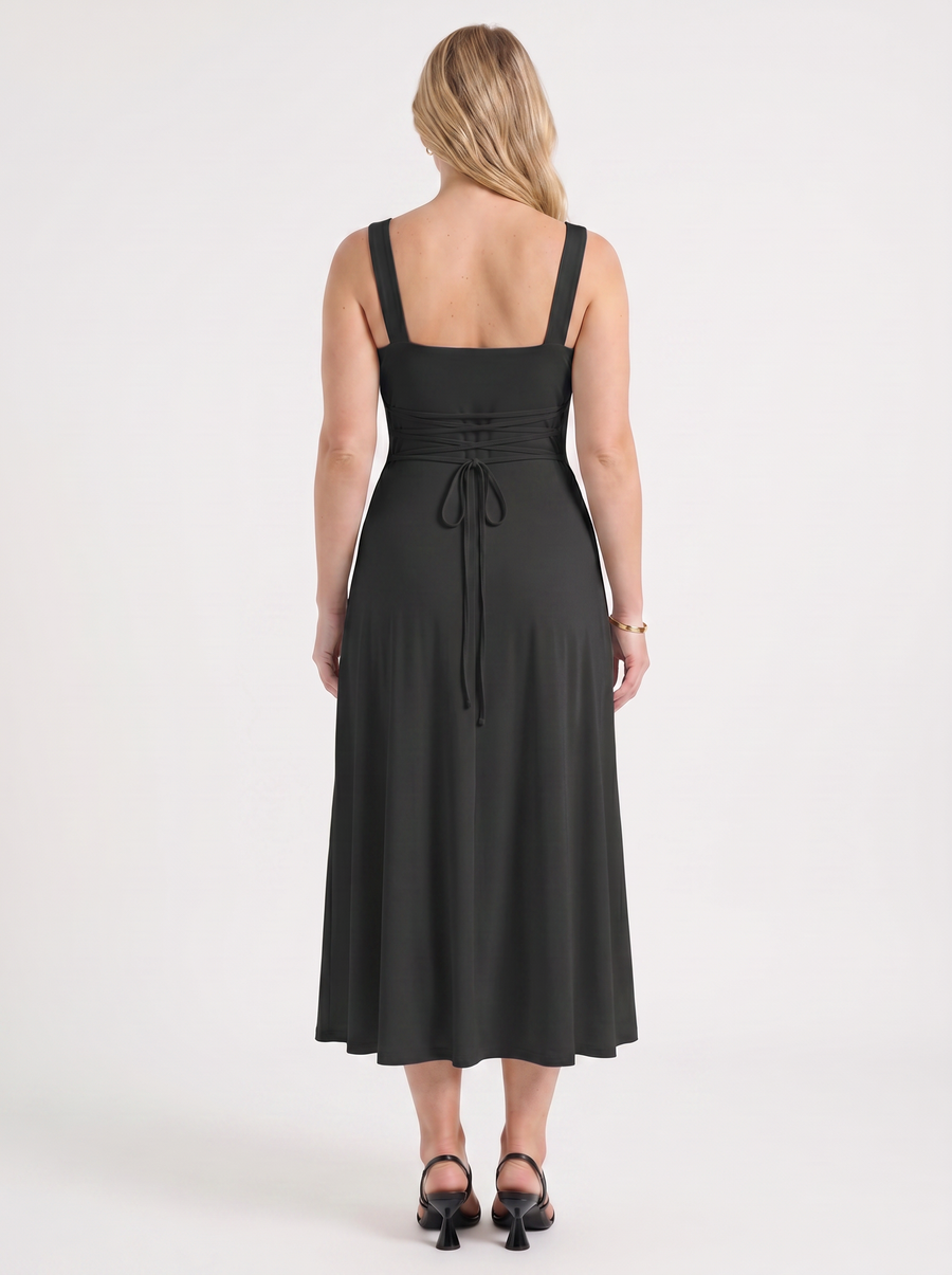 Chloe Midikleid mit Karree-Ausschnitt
