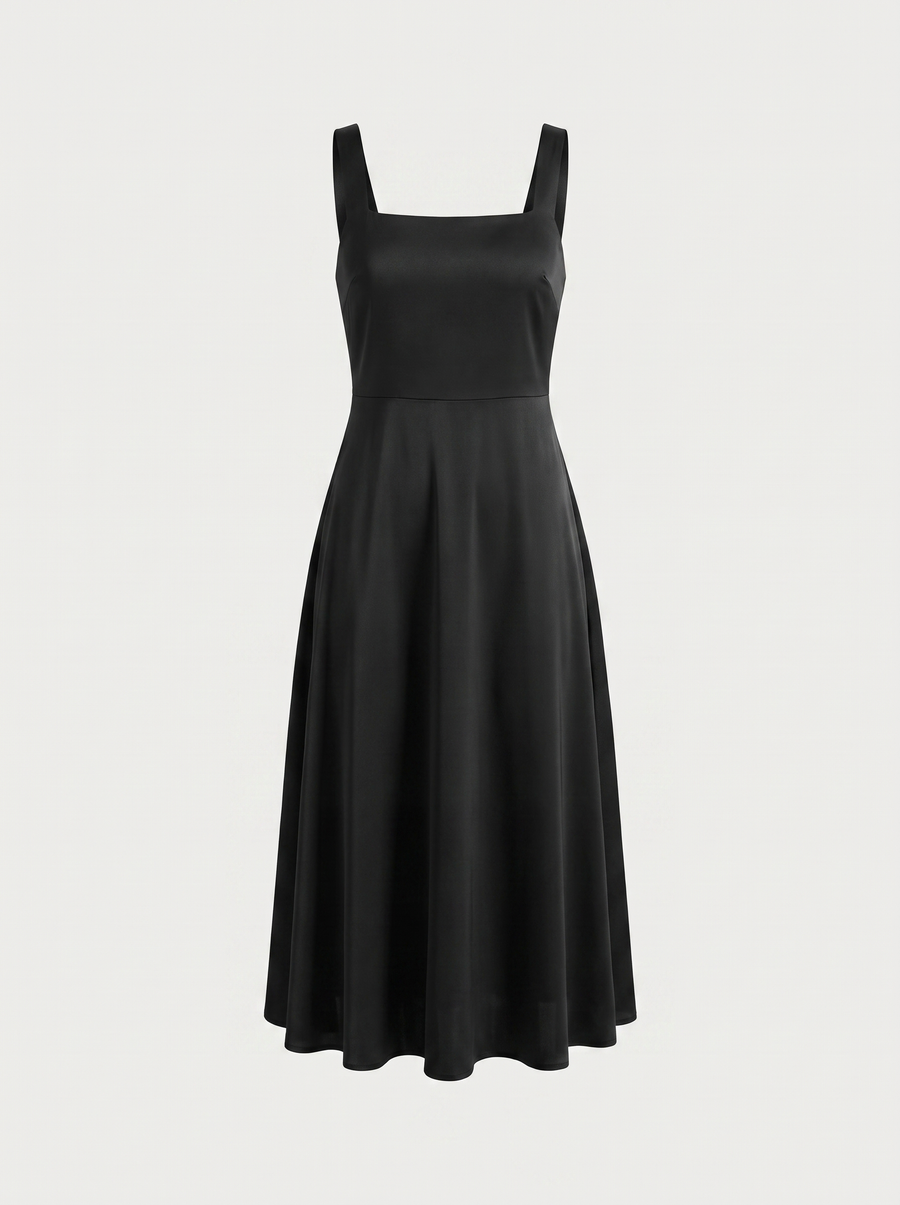 Chloe Midikleid mit Karree-Ausschnitt
