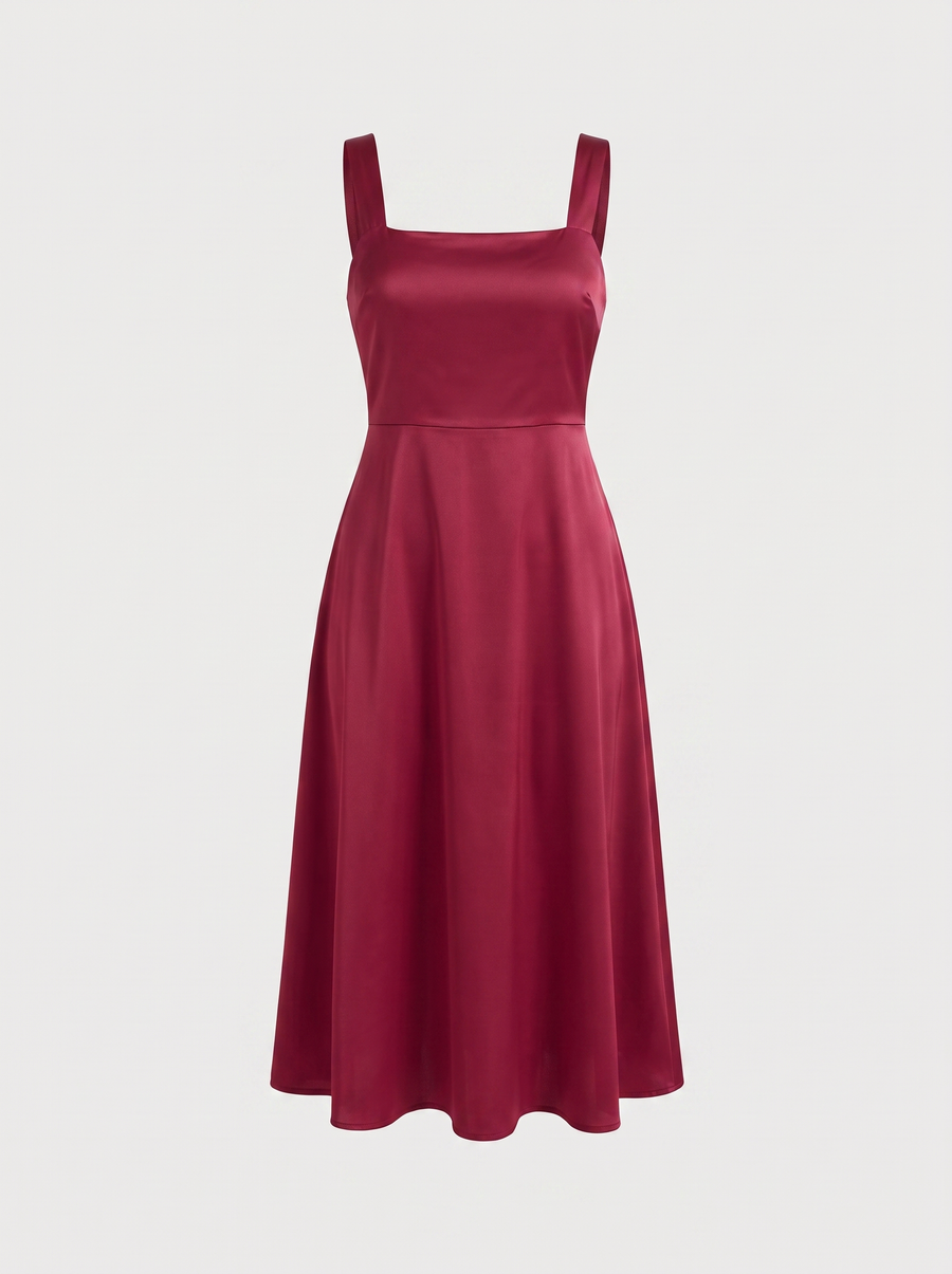 Chloe Midikleid mit Karree-Ausschnitt