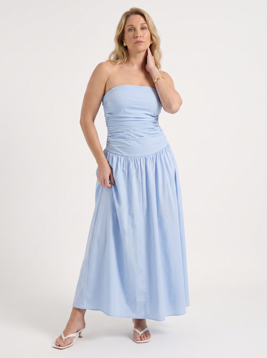 Glenna Gerafftes Bandeau Maxikleid
