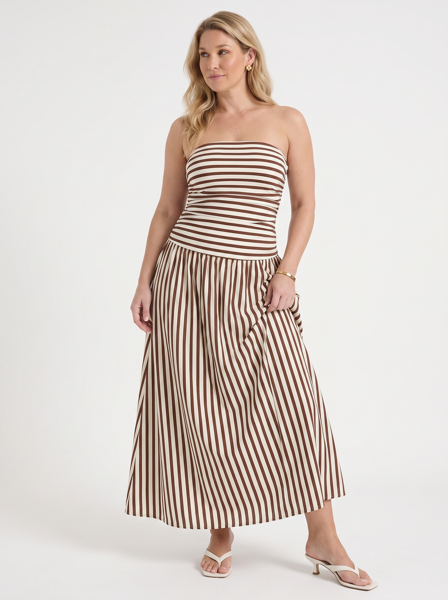 Glenna Gerafftes Bandeau Maxikleid