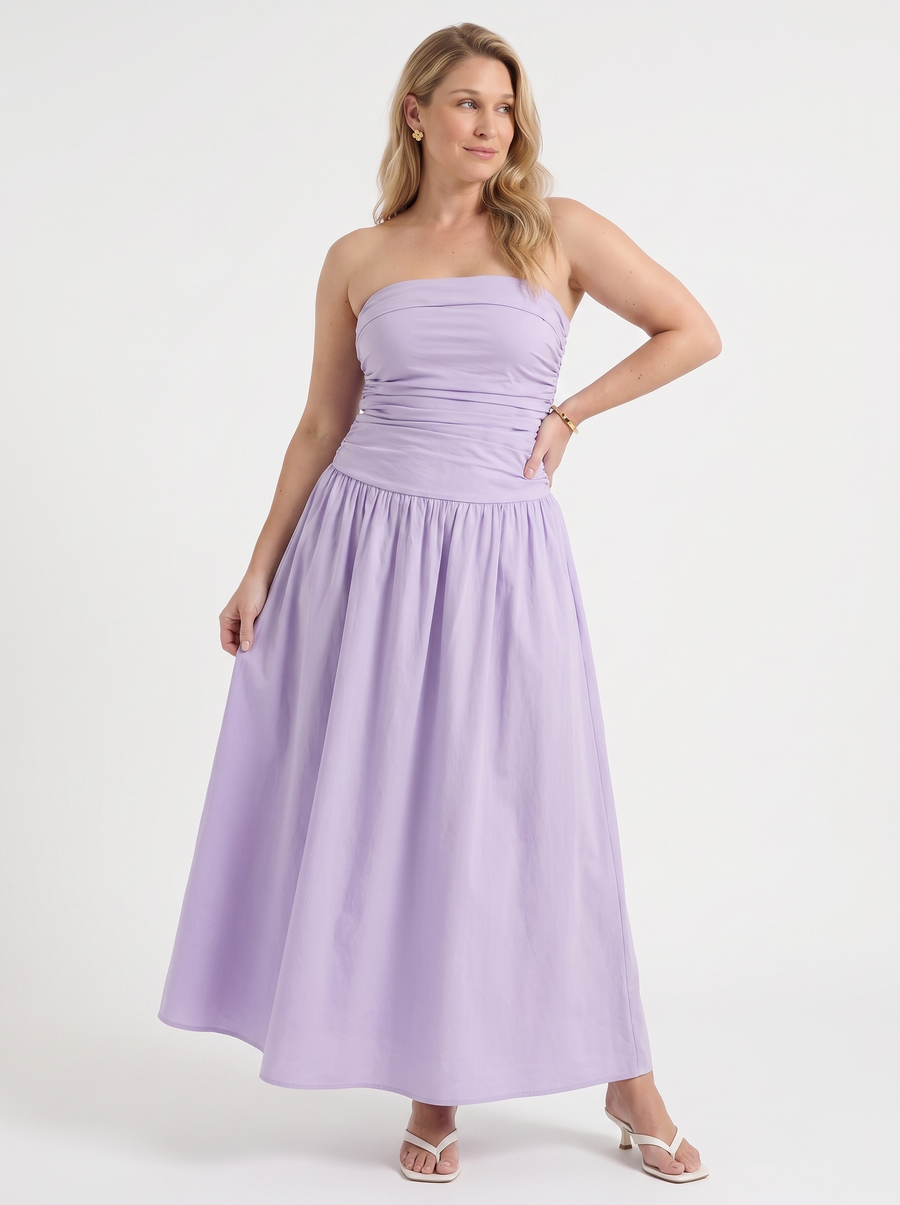 Glenna Gerafftes Bandeau Maxikleid