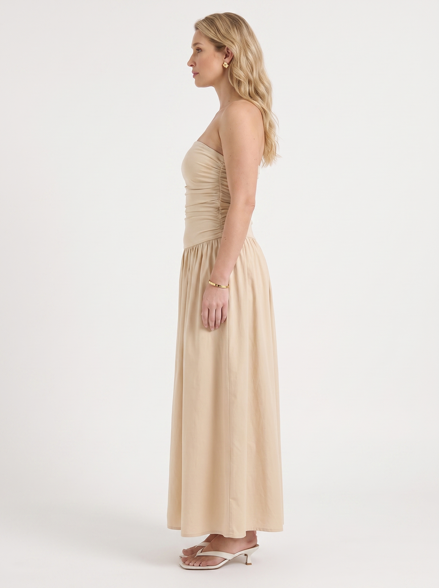 Glenna Gerafftes Bandeau Maxikleid