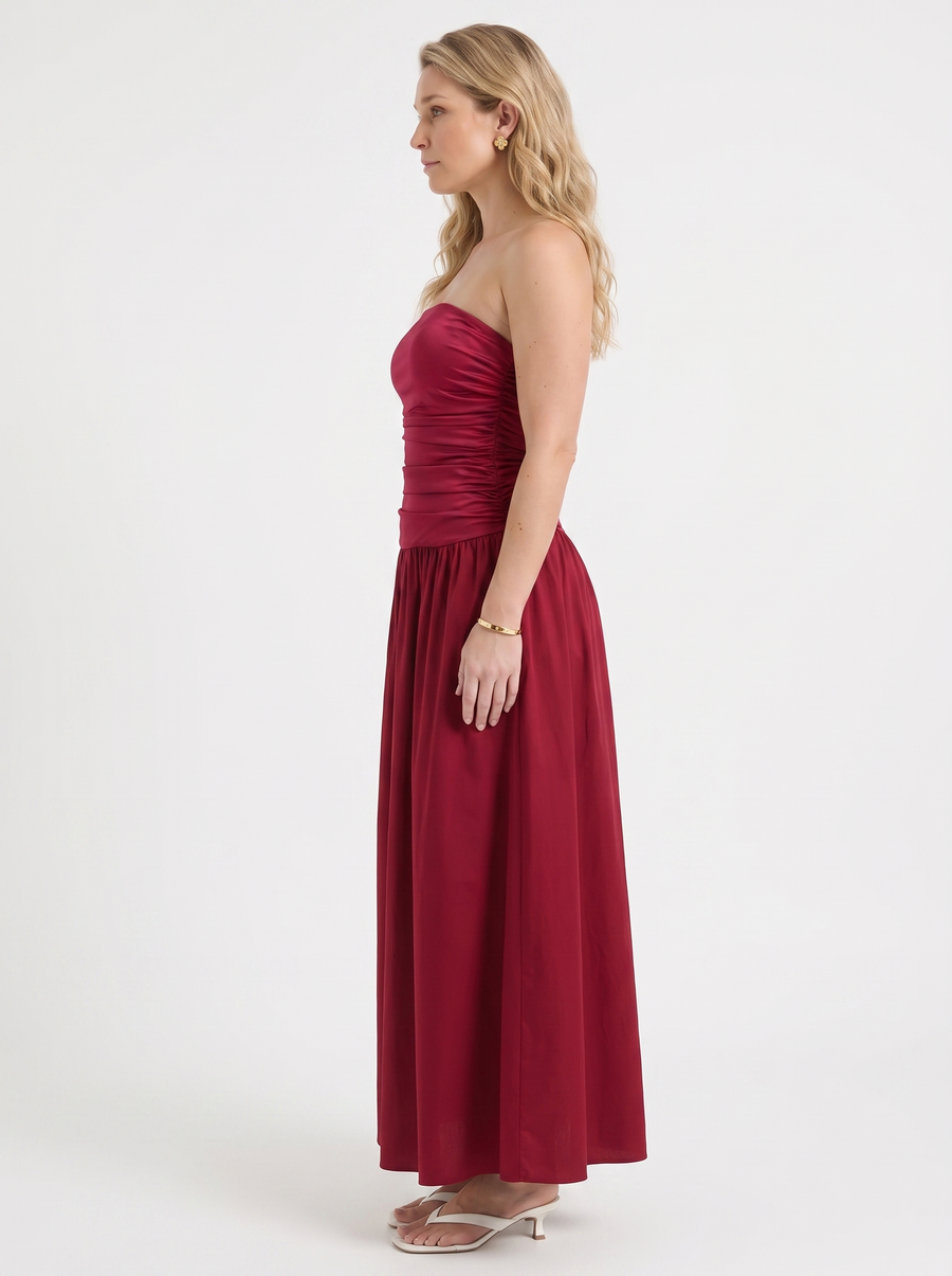 Glenna Gerafftes Bandeau Maxikleid