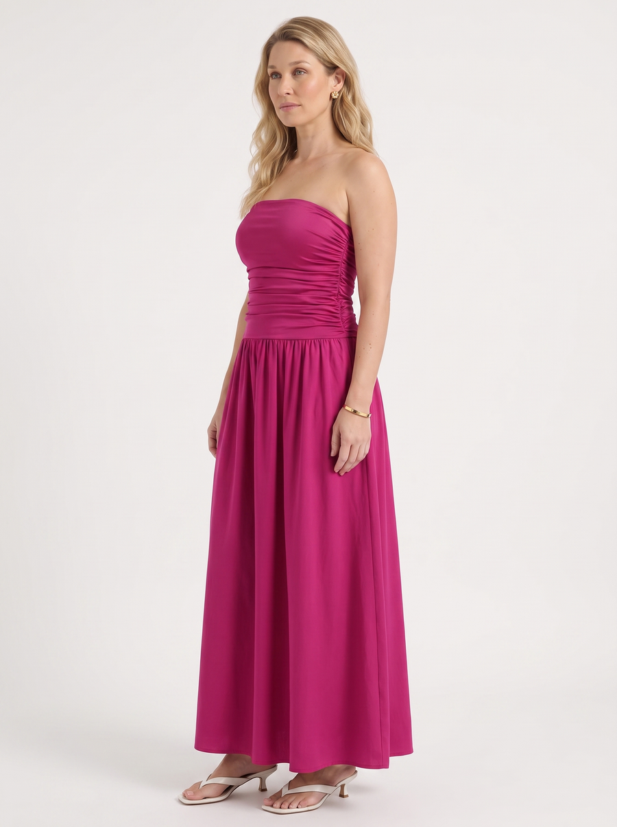 Glenna Gerafftes Bandeau Maxikleid