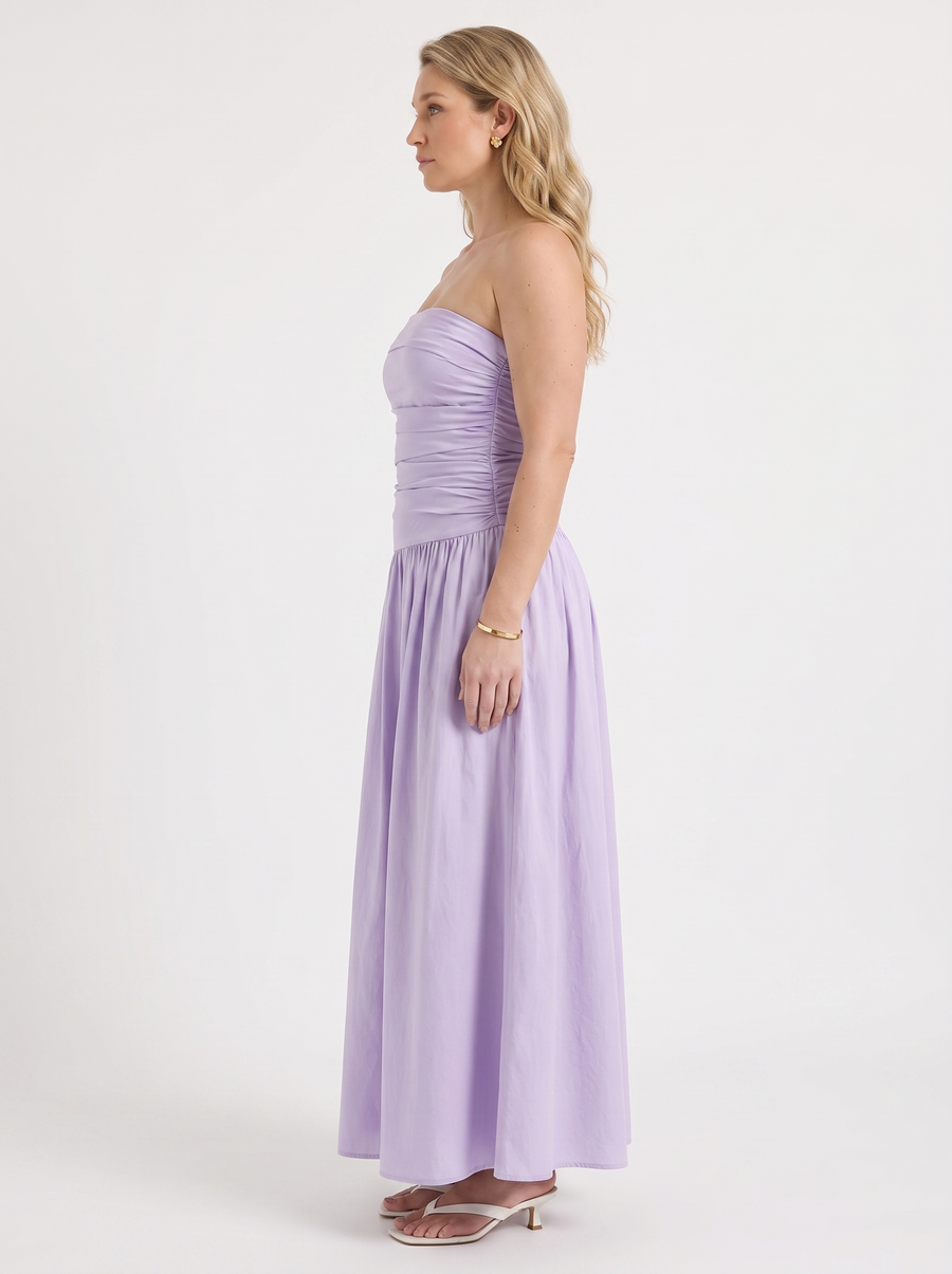 Glenna Gerafftes Bandeau Maxikleid