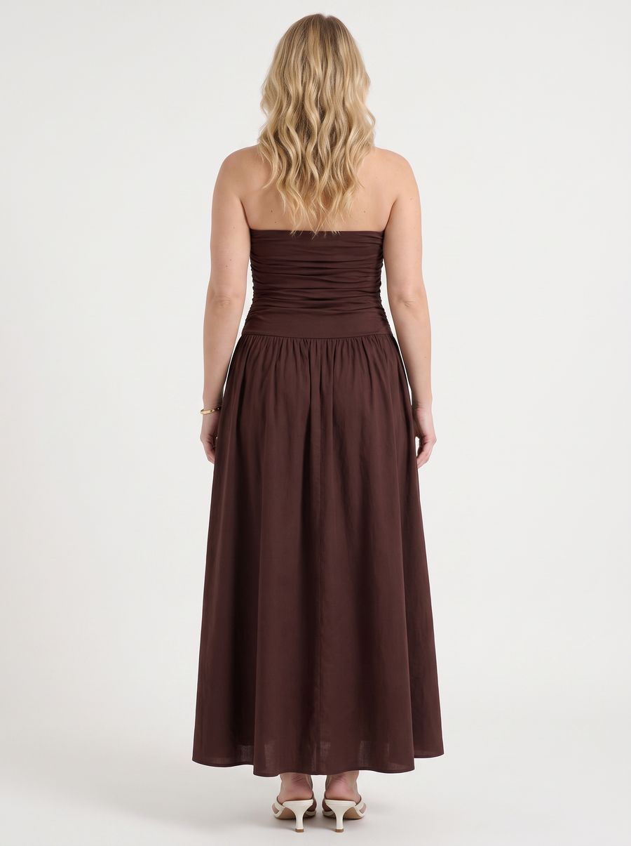 Glenna Gerafftes Bandeau Maxikleid