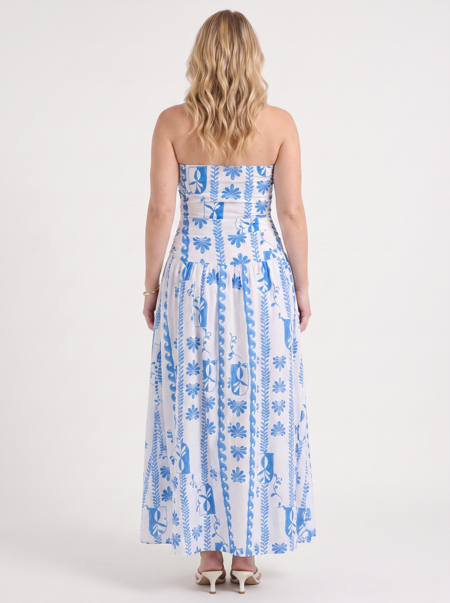 Glenna Gerafftes Bandeau Maxikleid