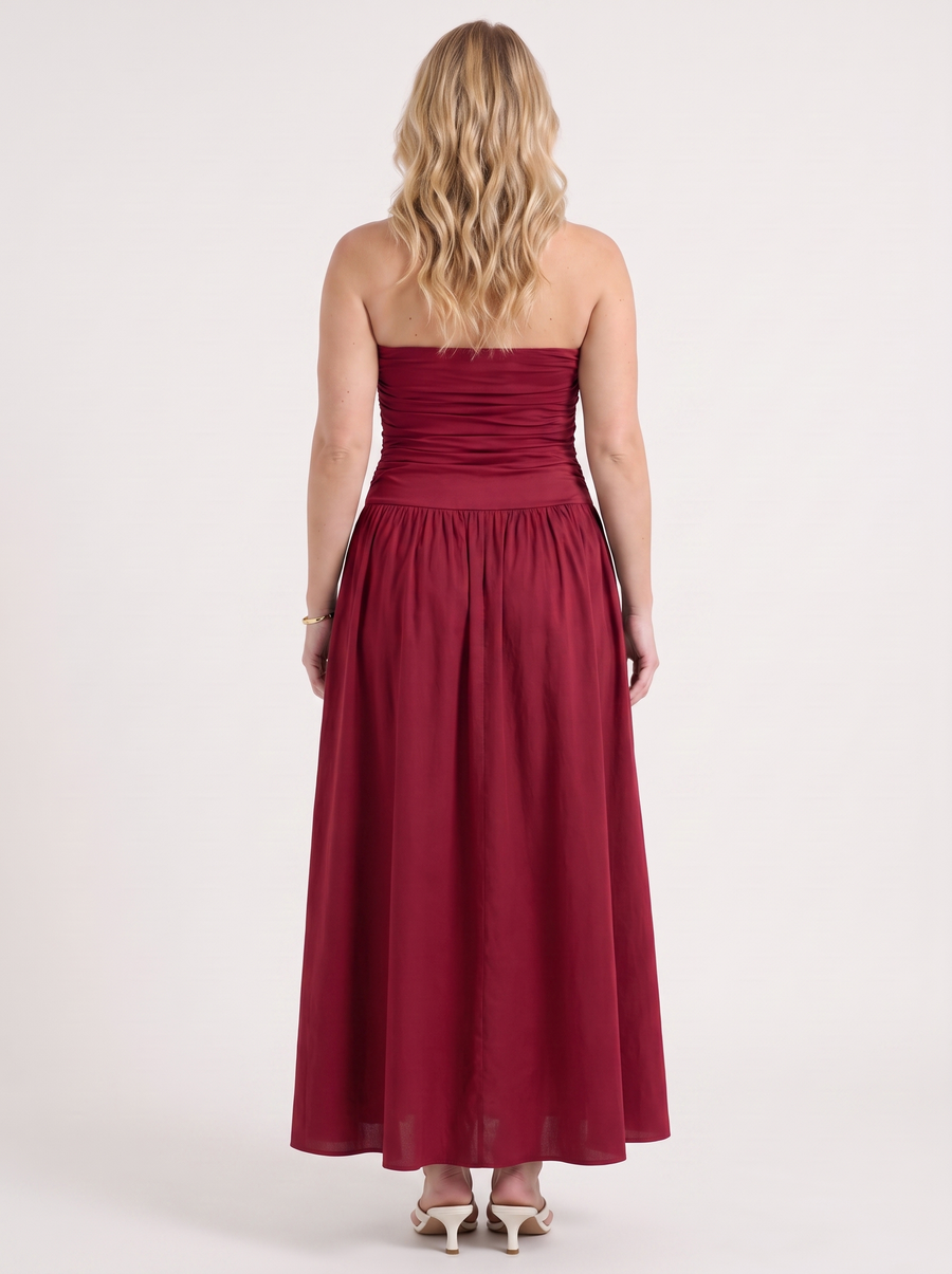Glenna Gerafftes Bandeau Maxikleid