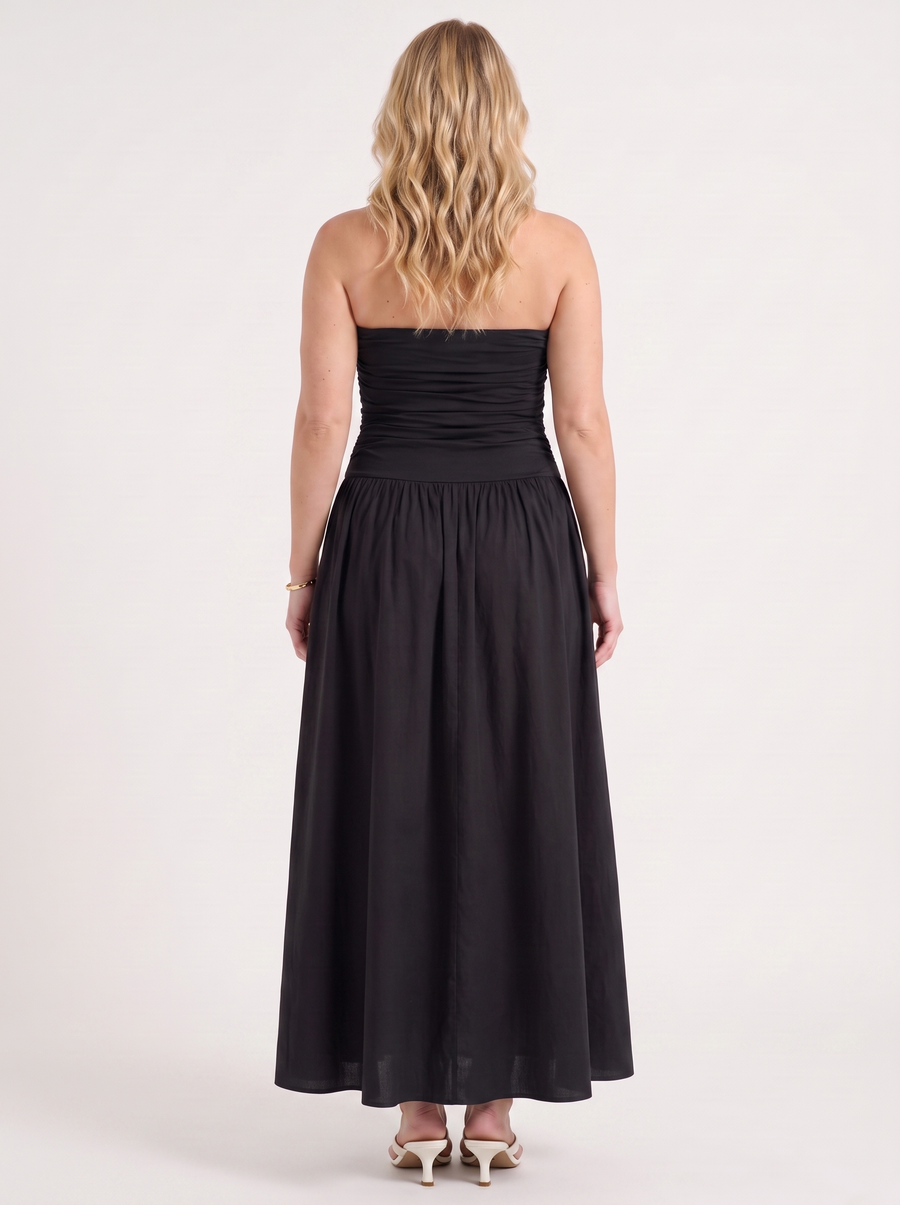 Glenna Gerafftes Bandeau Maxikleid