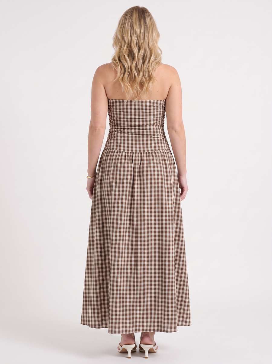 Glenna Gerafftes Bandeau Maxikleid