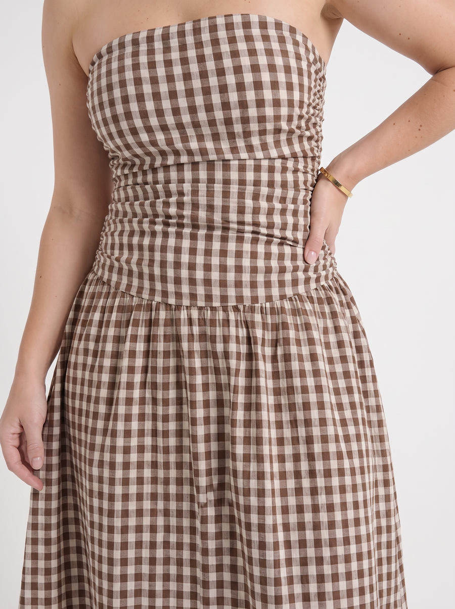 Glenna Gerafftes Bandeau Maxikleid
