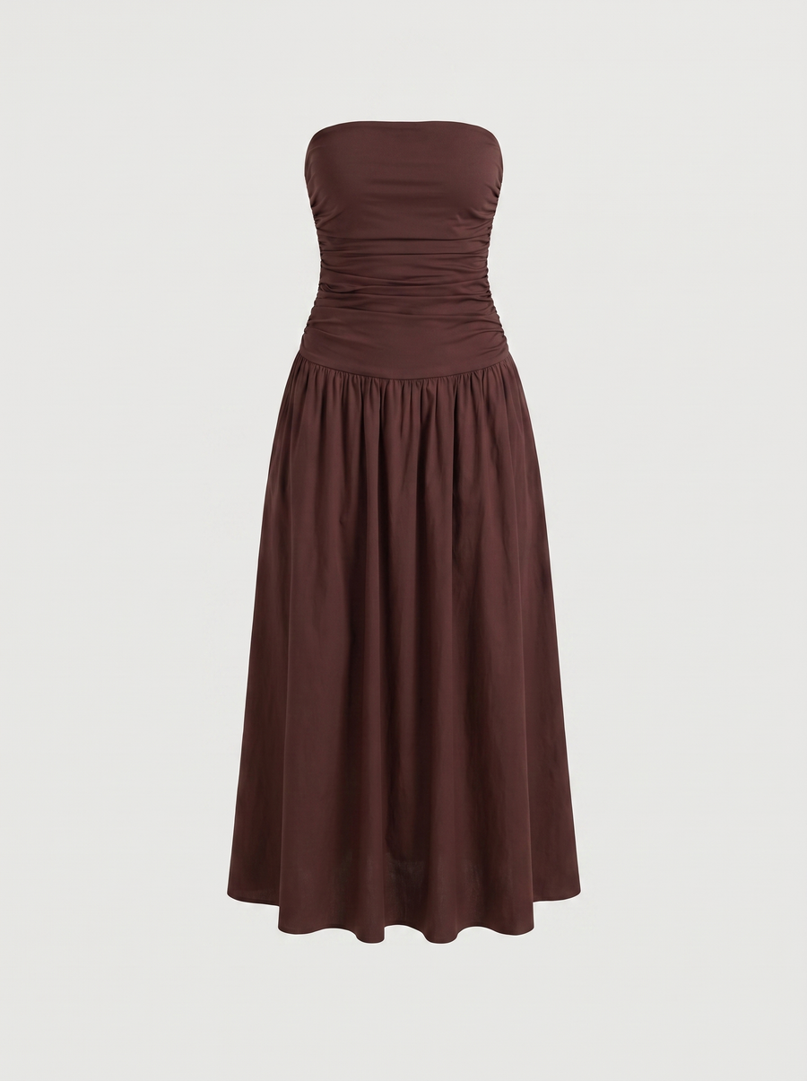 Glenna Gerafftes Bandeau Maxikleid