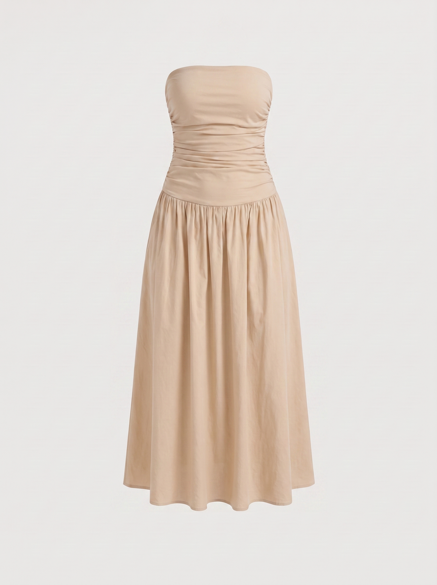 Glenna Gerafftes Bandeau Maxikleid