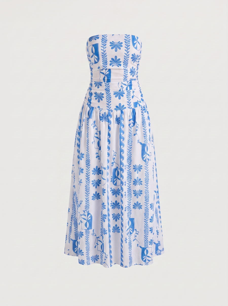 Glenna Gerafftes Bandeau Maxikleid