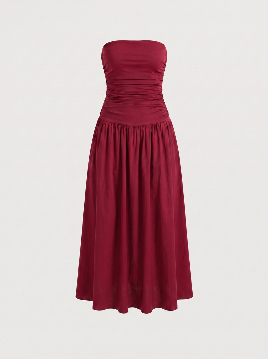 Glenna Gerafftes Bandeau Maxikleid