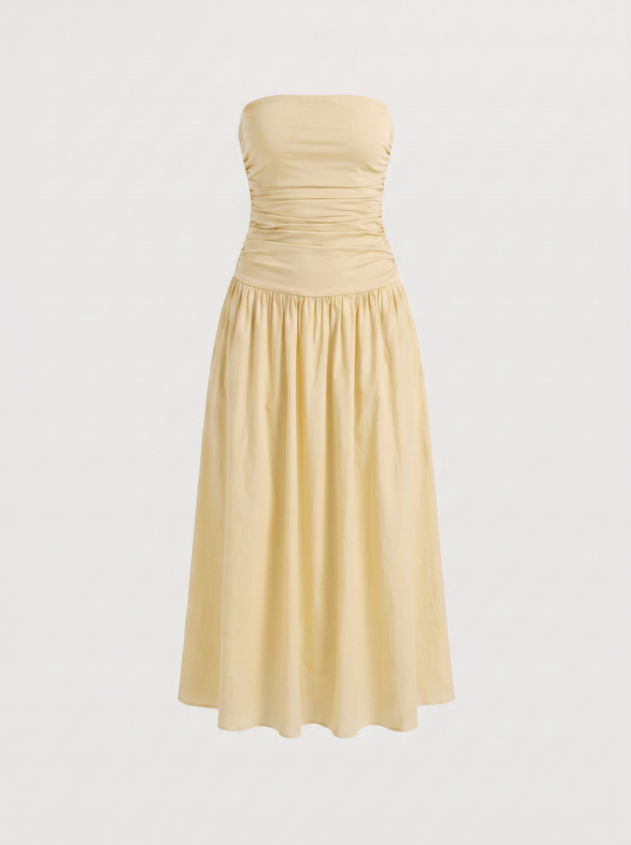 Glenna Gerafftes Bandeau Maxikleid
