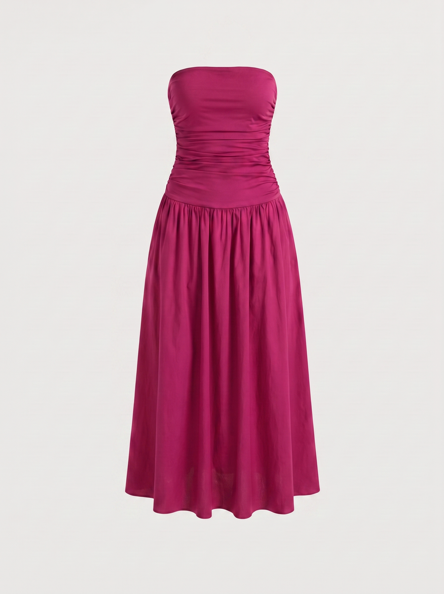 Glenna Gerafftes Bandeau Maxikleid