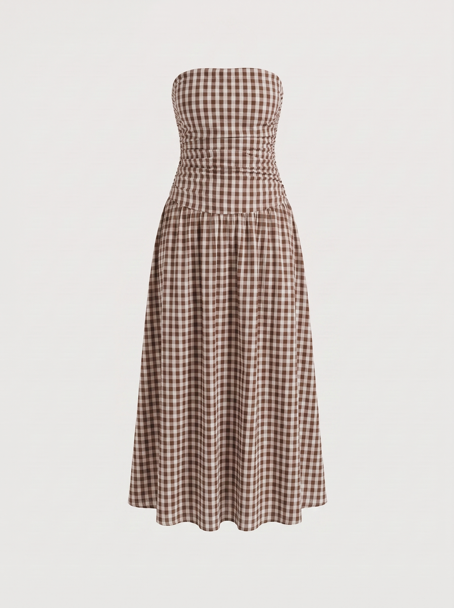Glenna Gerafftes Bandeau Maxikleid