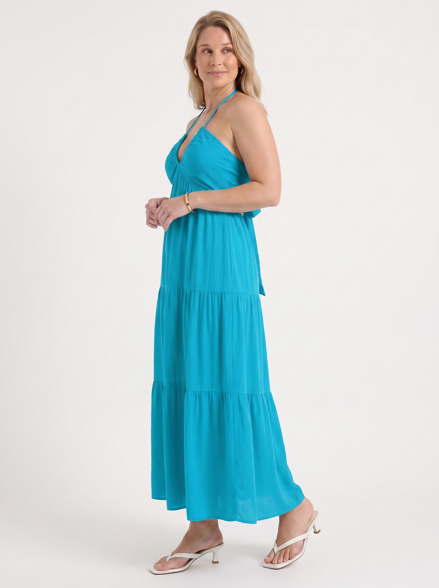 Sloane Volant-Maxikleid mit Neckholder