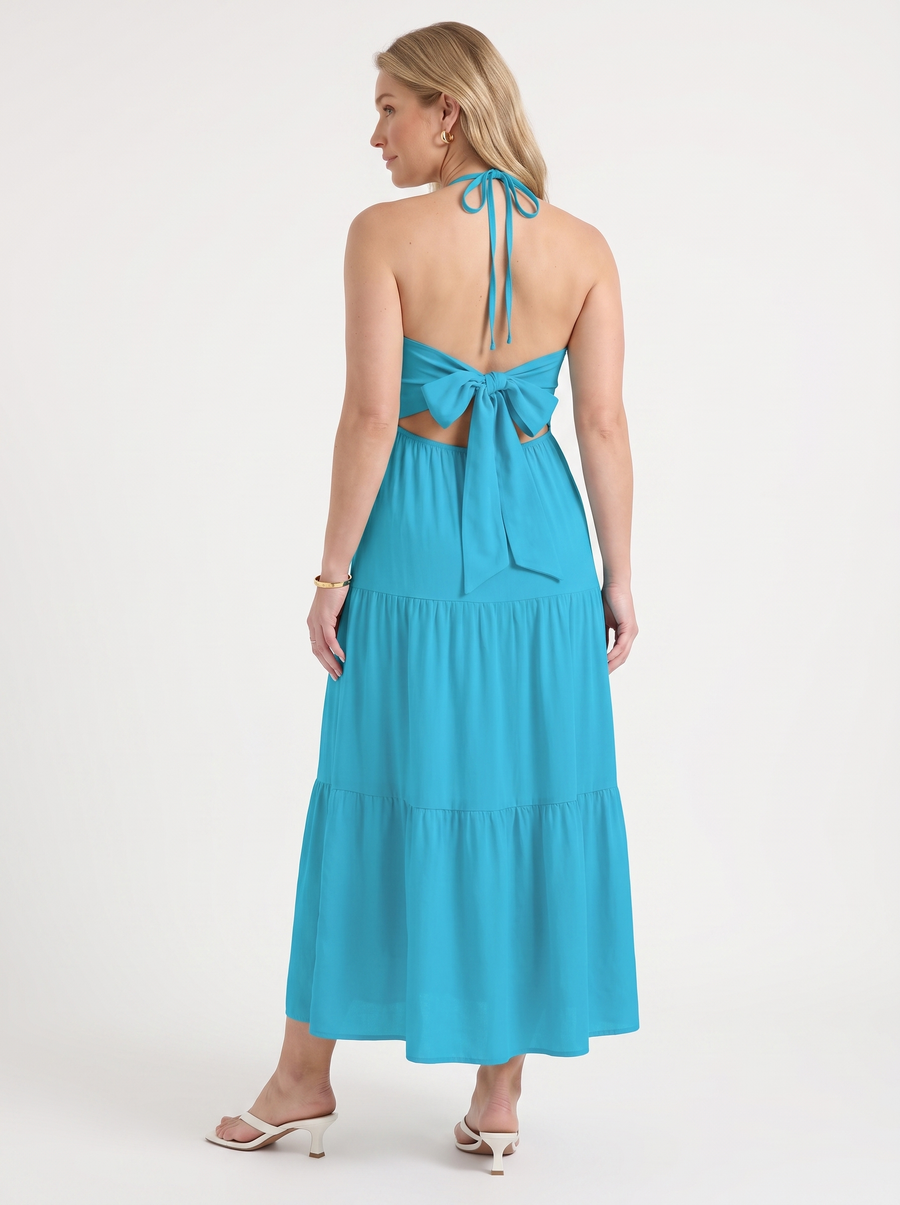 Sloane Volant-Maxikleid mit Neckholder
