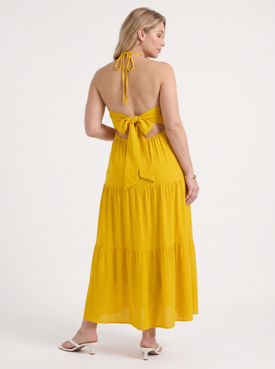 Sloane Volant-Maxikleid mit Neckholder