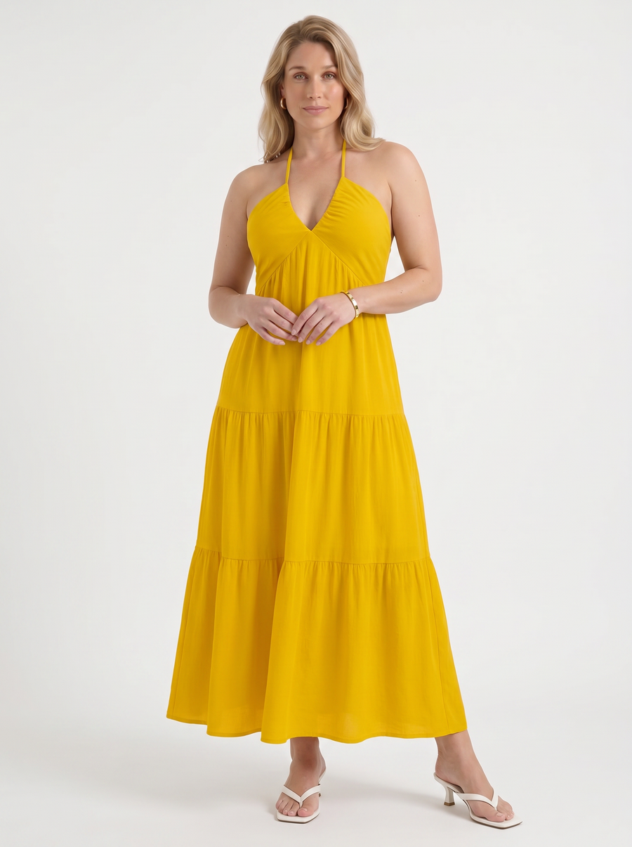 Sloane Volant-Maxikleid mit Neckholder