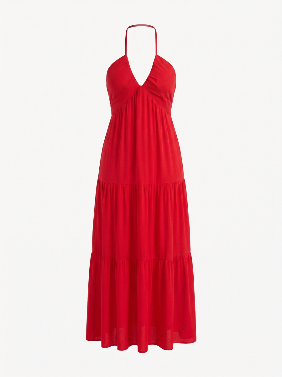 Sloane Volant-Maxikleid mit Neckholder