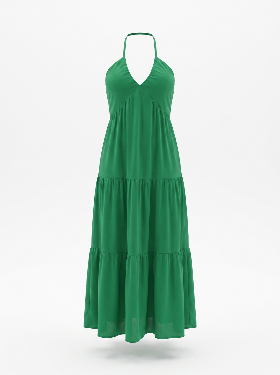 Sloane Volant-Maxikleid mit Neckholder
