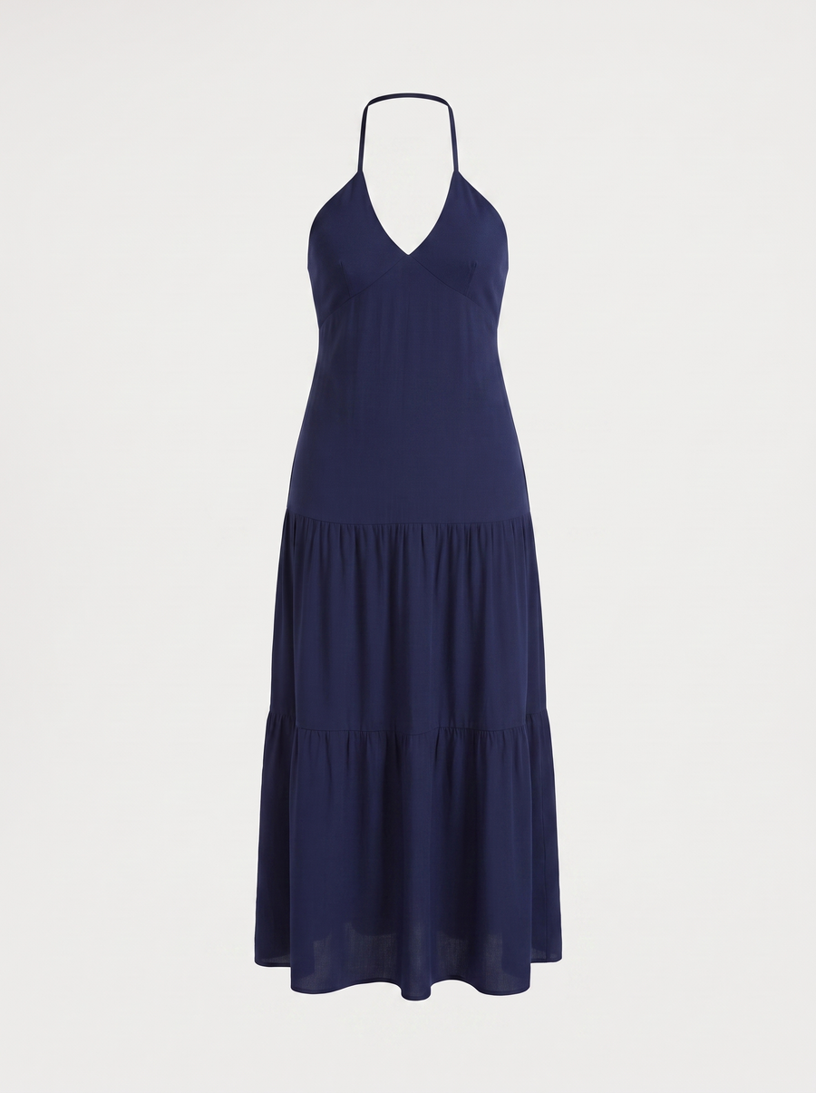 Sloane Volant-Maxikleid mit Neckholder