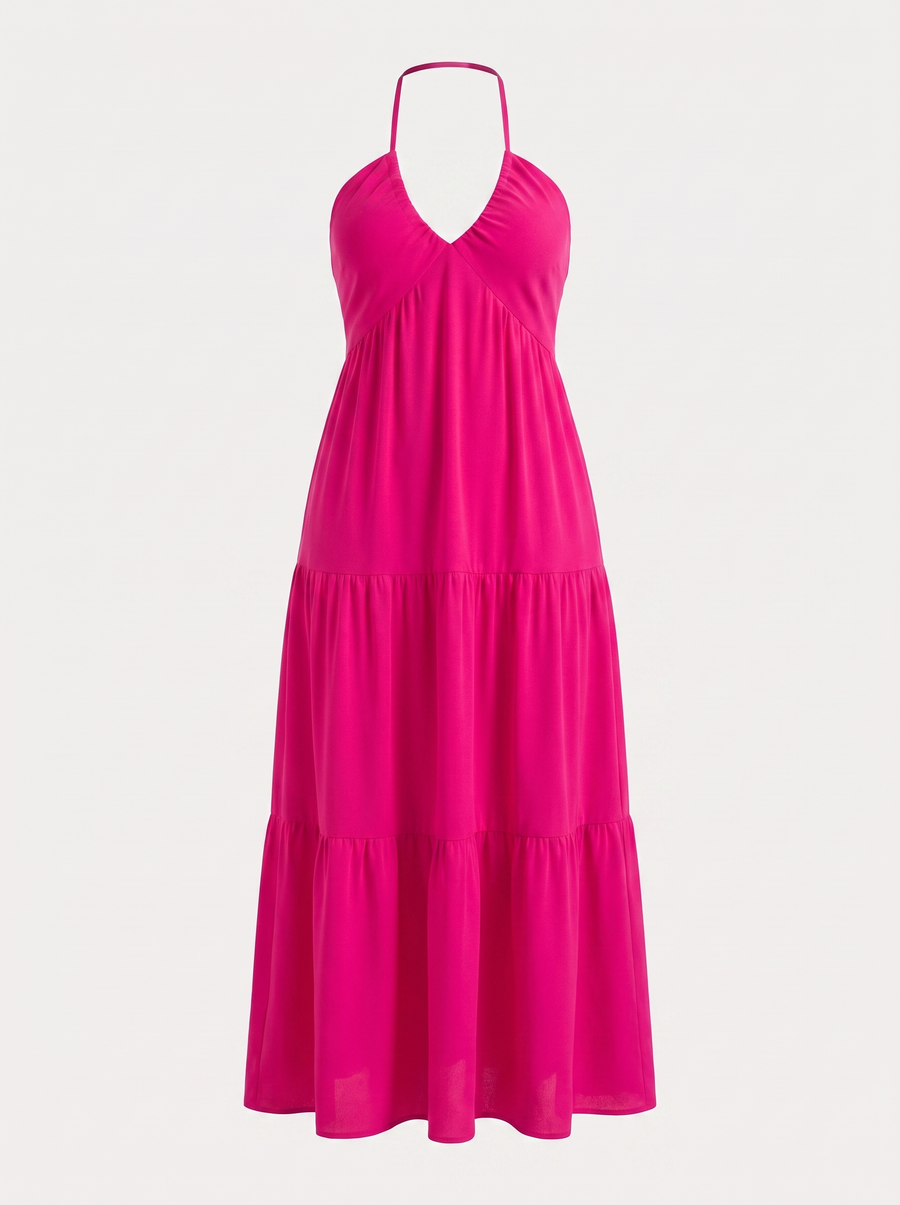 Sloane Volant-Maxikleid mit Neckholder