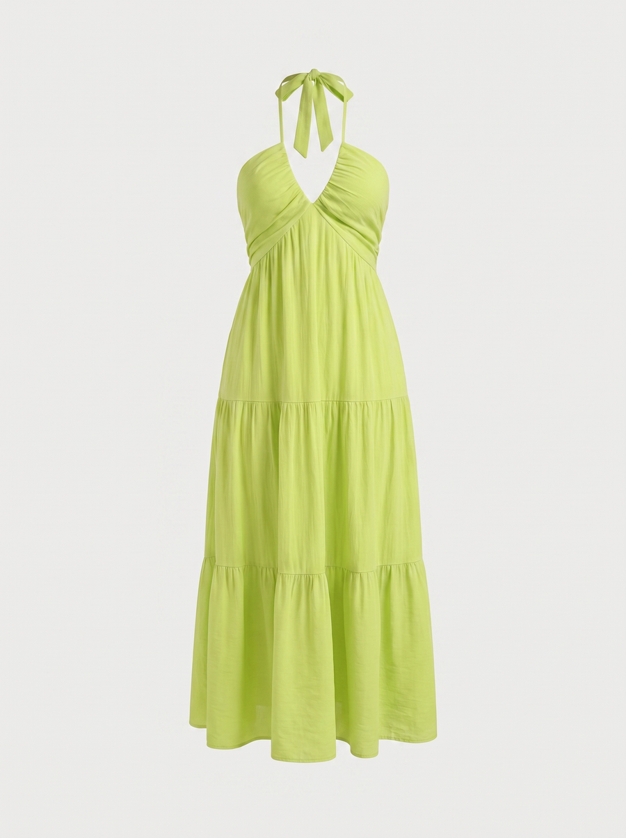 Sloane Volant-Maxikleid mit Neckholder