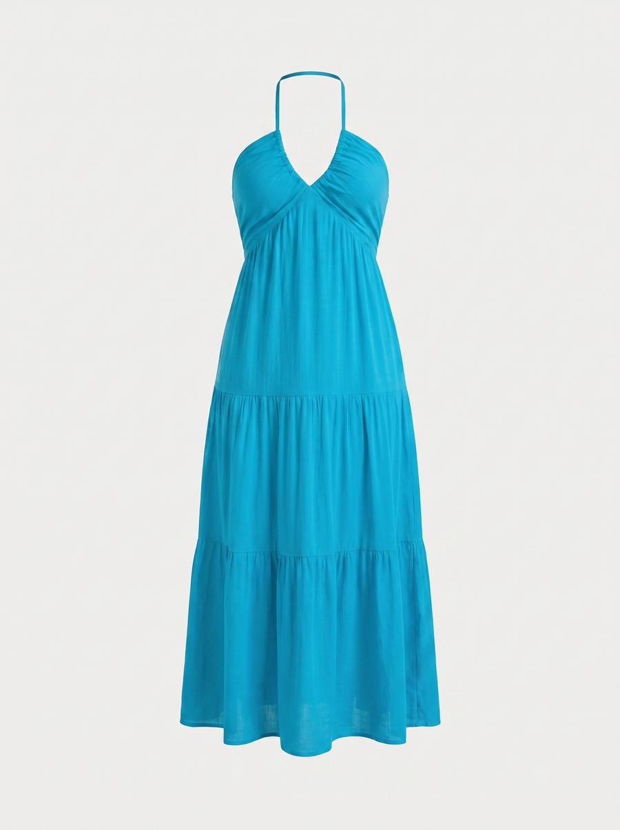 Sloane Volant-Maxikleid mit Neckholder