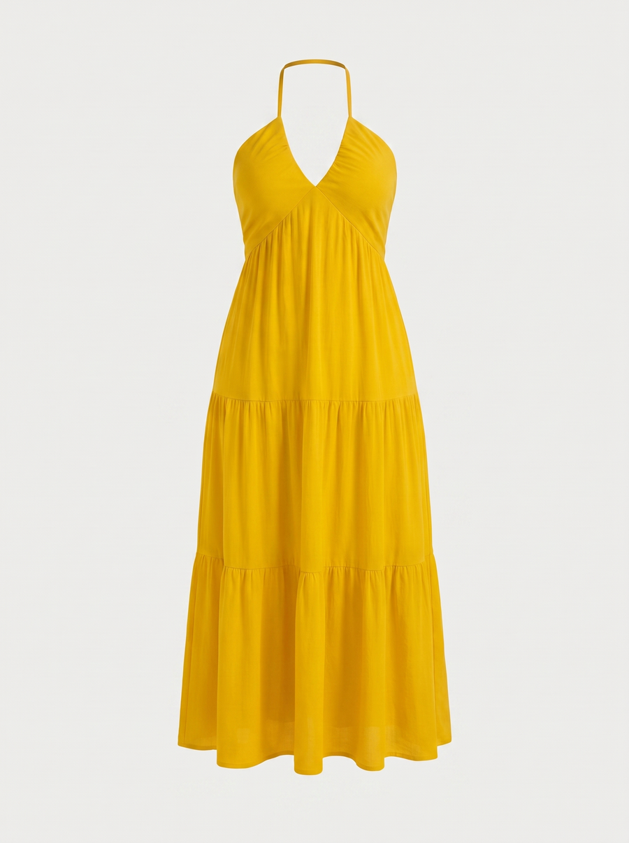 Sloane Volant-Maxikleid mit Neckholder