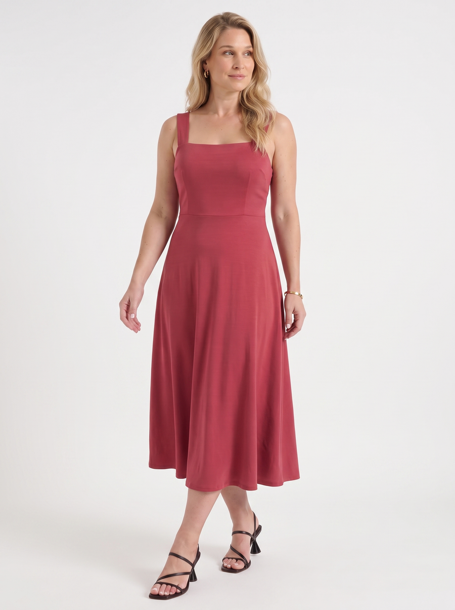 Chloe Midikleid mit Karree-Ausschnitt