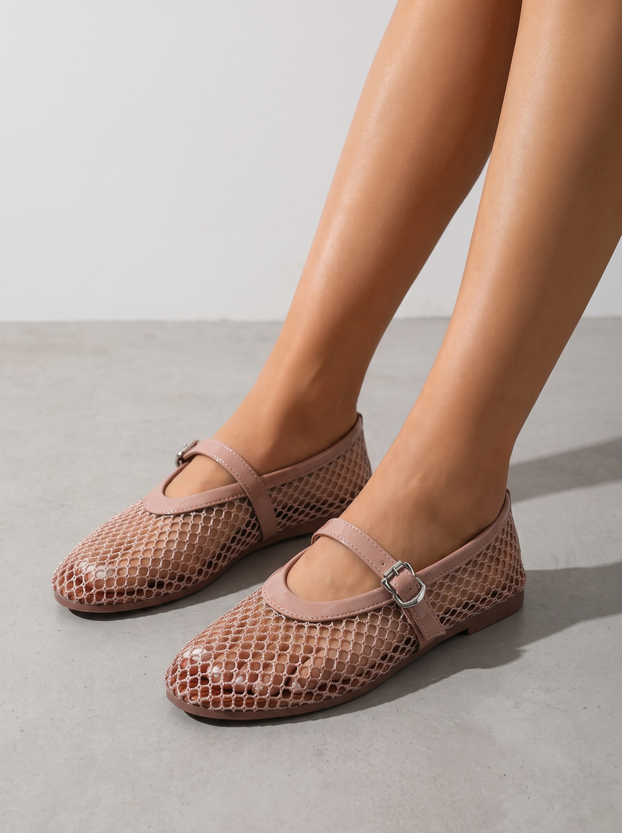 Ginger Netz-Ballerinas mit Spangenriemen