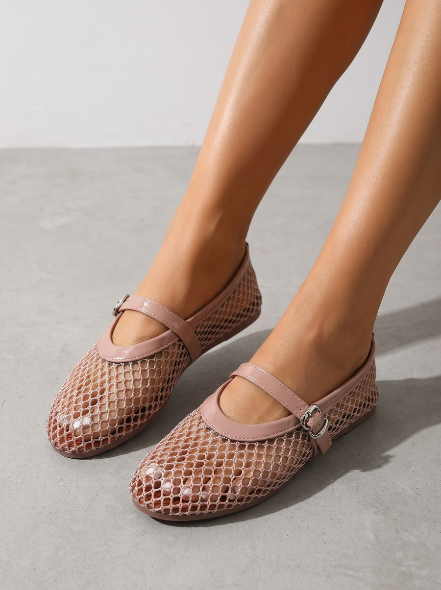 Ginger Netz-Ballerinas mit Spangenriemen