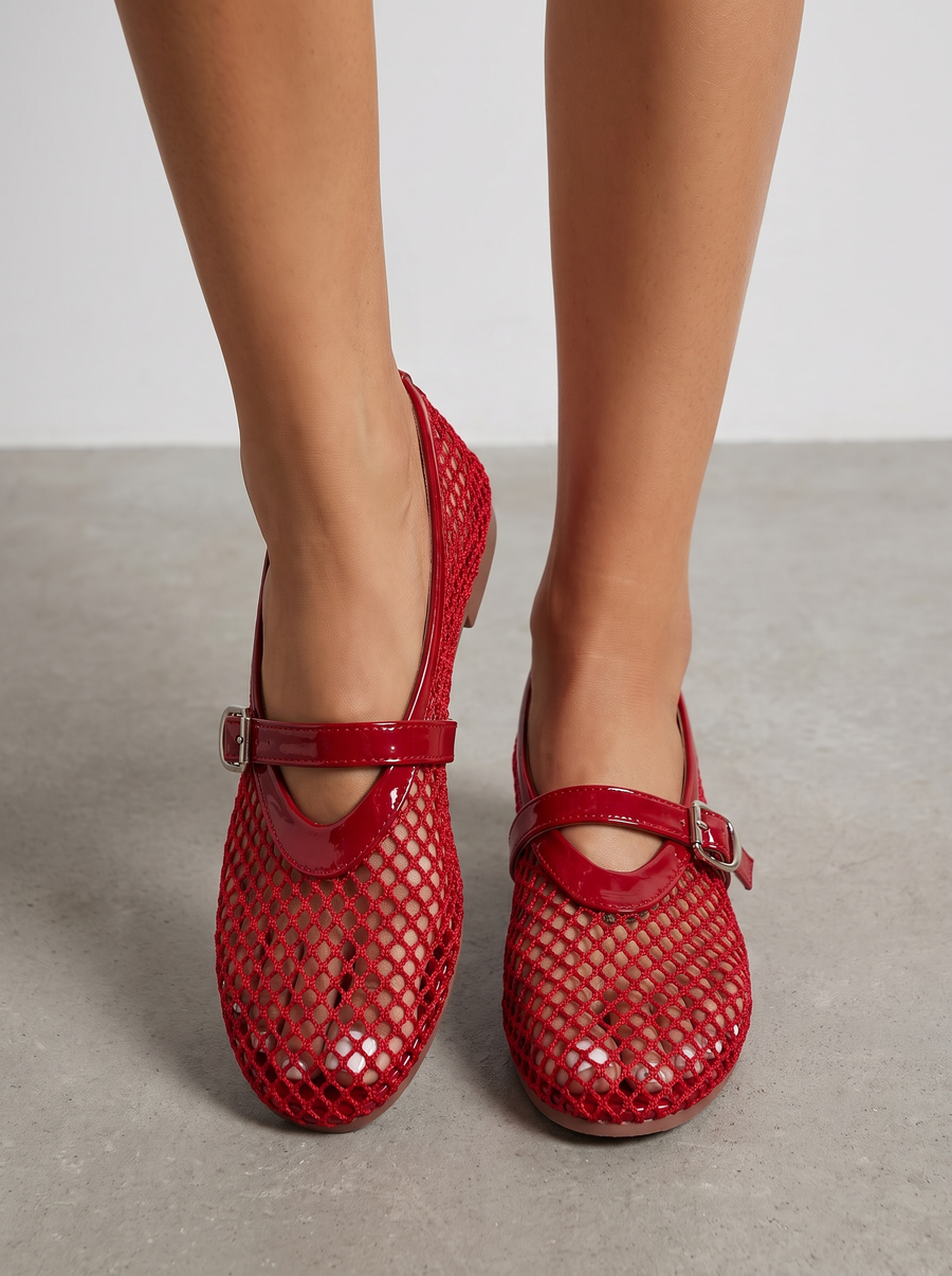 Ginger Netz-Ballerinas mit Spangenriemen