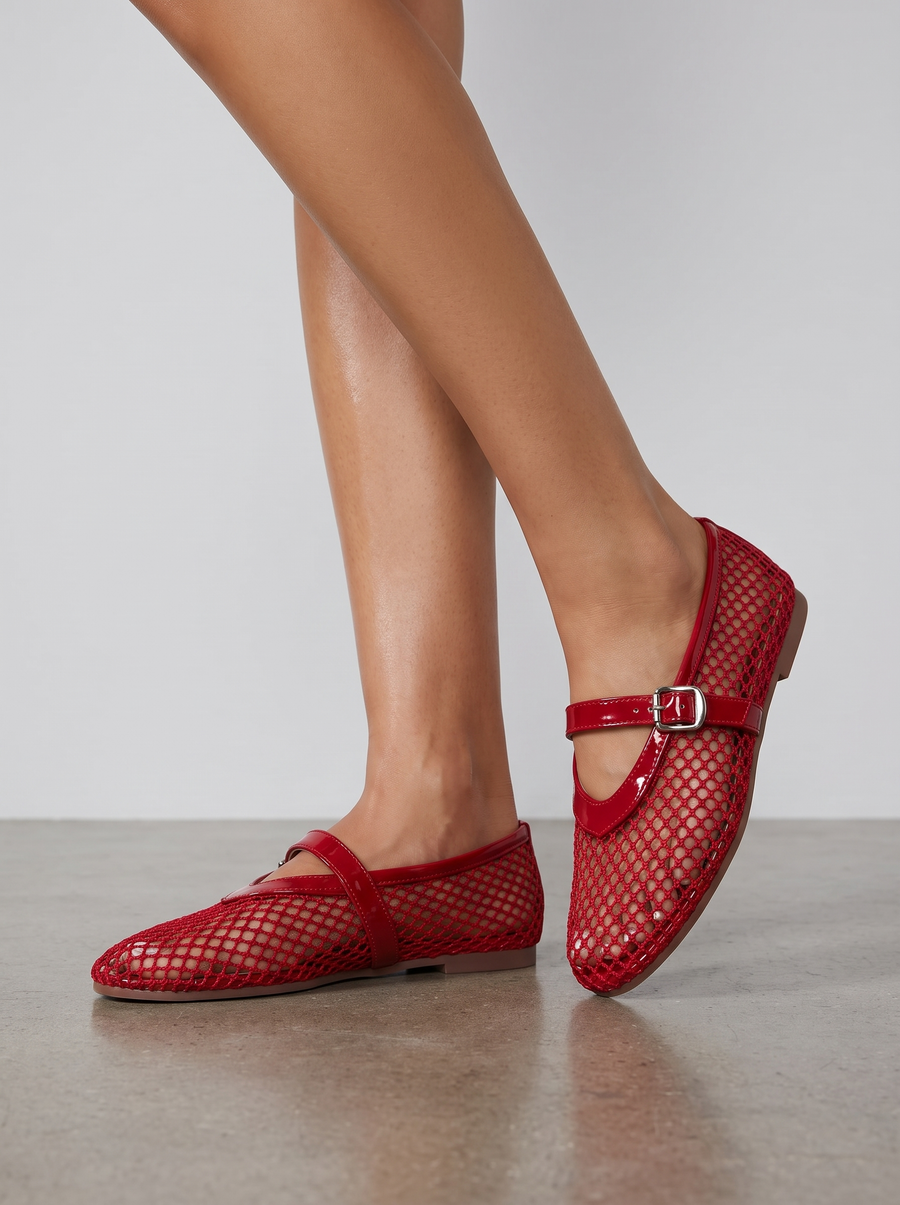 Ginger Netz-Ballerinas mit Spangenriemen