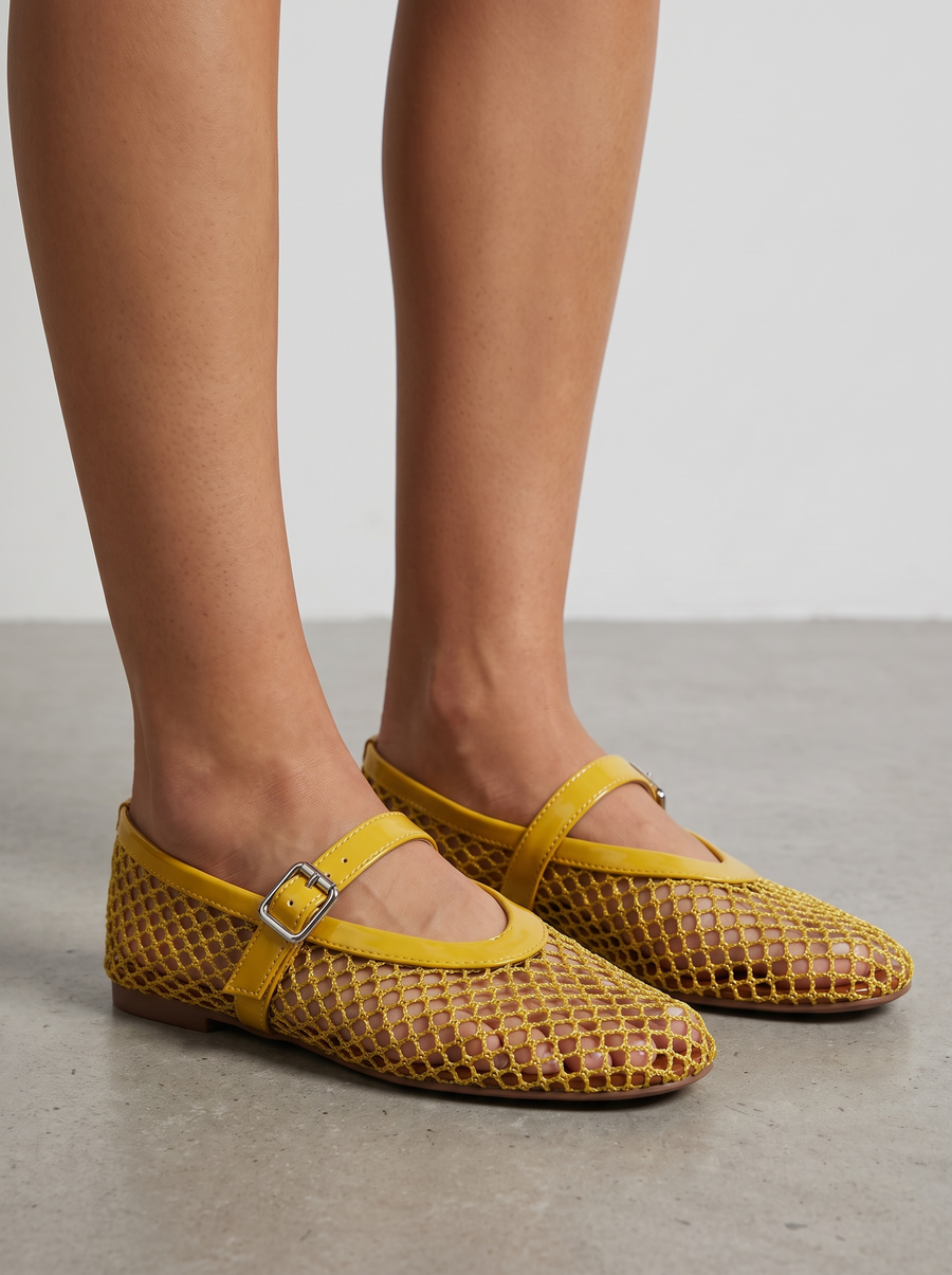 Ginger Netz-Ballerinas mit Spangenriemen