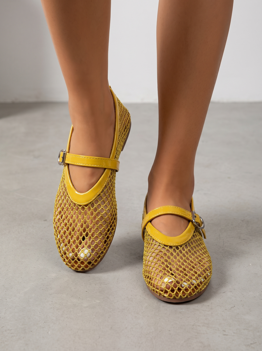 Ginger Netz-Ballerinas mit Spangenriemen