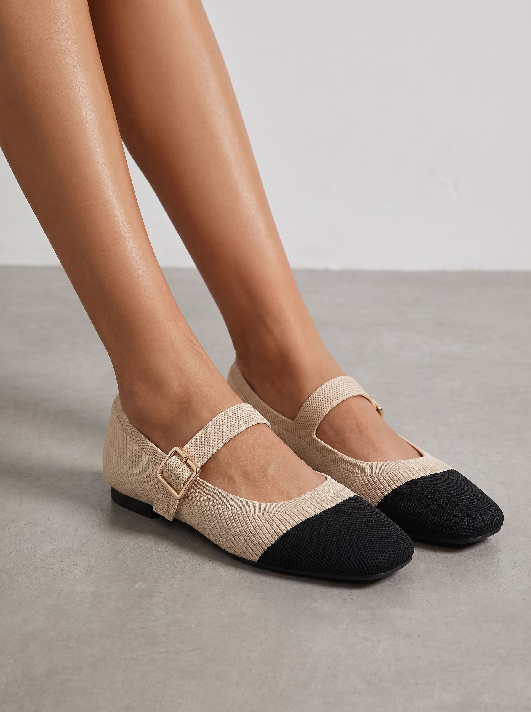 Mila Riemchenballerinas Strickoptik
